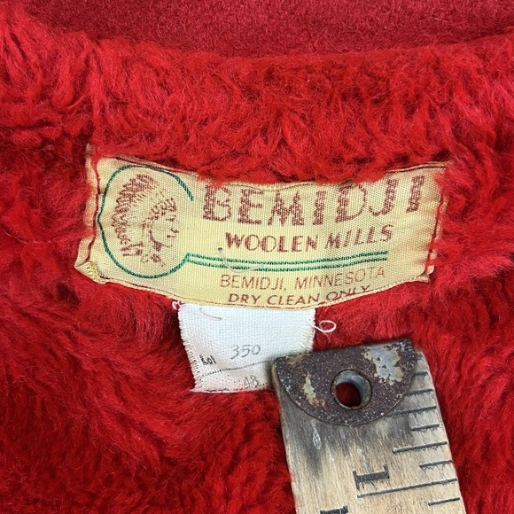Vtg 60's Bemidji Woolen Mills MACKINAW Wool Cruiser Red HUNTING Jacket Coat 48 - Picture 3 of 16